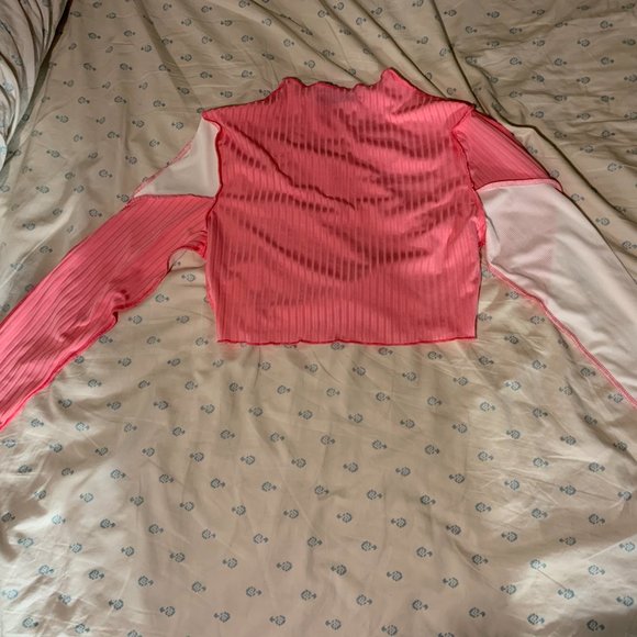 Pink Inside Out Cropped Long Sleeve Tee - Picture 2 of 2